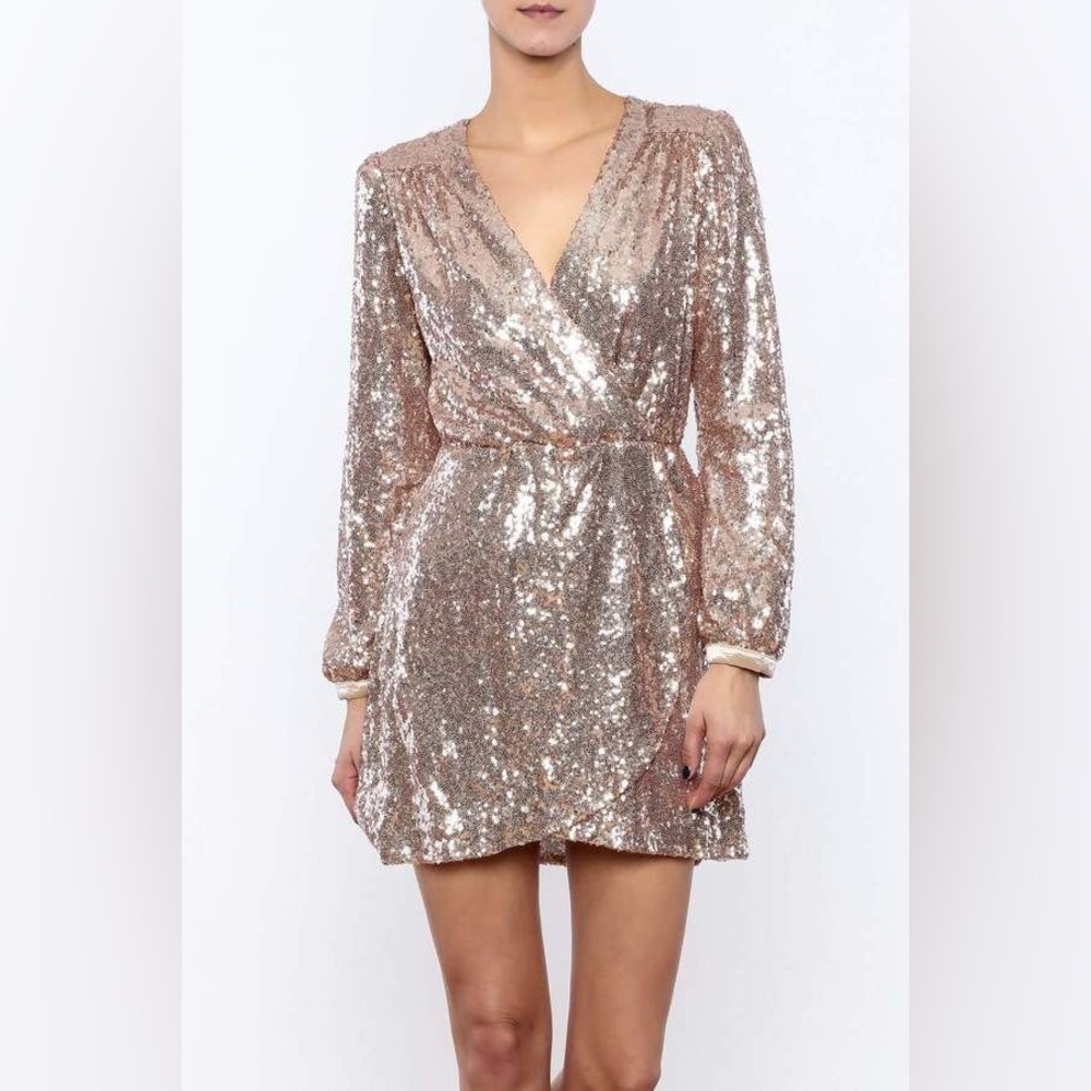Honey Punch Pink Sequin Long Sleeve Mini Dress!!!
